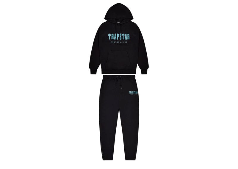Trapstar Chenille Decoded Hoodie Tracksuit Black/Light Blue