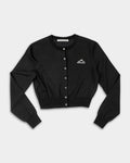 Alexander Wang LS Cropped Crewneck Cardigan w/ Wang Logo Print Black| 4KC2253016-001