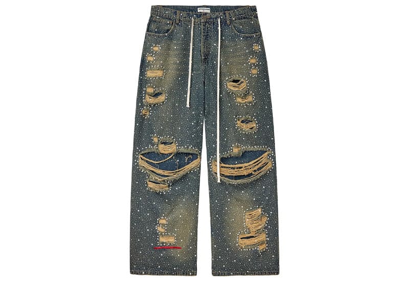 Vale Forever Iced Out Denim Jeans Blue