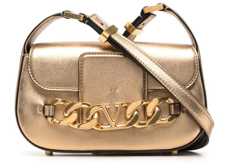Valentino Garavani VLogo Chain Leather Shoulder Bag (No Box)