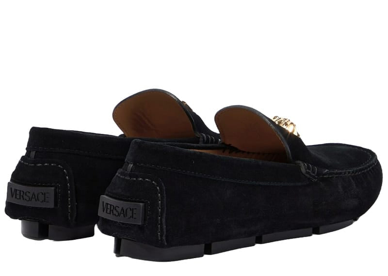 Versace La Medusa Suede Loafers Black