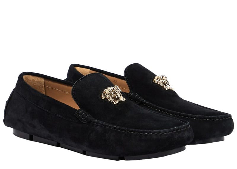 Versace La Medusa Suede Loafers Black