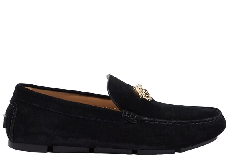 Versace La Medusa Suede Loafers Black