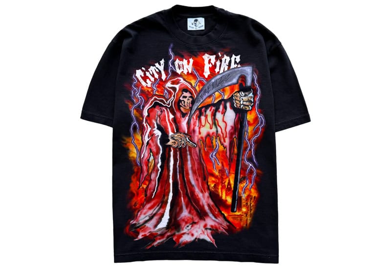 Warren Lotas City On Fire T-Shirt Black